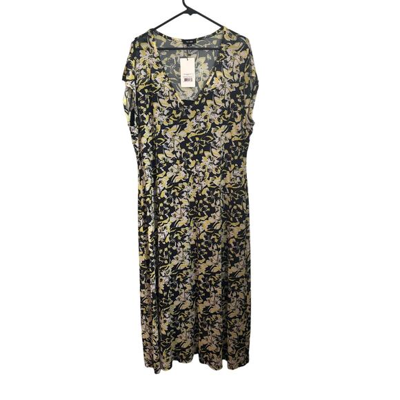 Saint + Sofia Poppy Mesh Midi V Neck Dress NWT - Picture 2 of 6